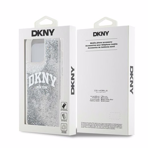 DKNY dėklas telefonui iPhone 15 Pro Max 6,7" DKHCP15XLBNAET baltas HC skysti blizgučiai su arkinis logotipas