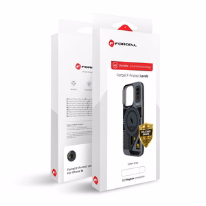 FORCELL F-PROTECT Levels su dvigubo sluoksnio 4D technologija, karinio kritimo testuotas, suderinamas su MagSafe IPHONE 16 PLUS kibernetinis pilkas