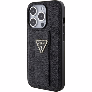 Guess Grip Stand 4G Triangle Strass dėklas telefonui iPhone 15 Pro - juodas