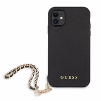 Guess Saffiano Chain dėklas telefonui iPhone 11 6.1" / Xr - Juodas