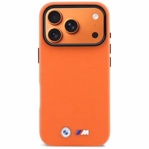 BMW dėklas for IPHONE 17 Pro Max suderinamas su MagSafe BMHMP17X25PFWKCKO (PU W/ Metal Logo) oranžinis