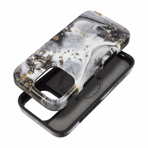FORCELL F-PROTECT Mirage, karinio lygio dėklas su MagSafe, suderinamas su IPHONE 15 PRO MAX sidabrinis rūkas