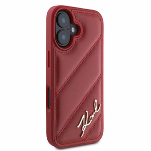 Karl Lagerfeld Diagonal Quilted Script Dėklas telefonui iPhone 16 - raudonas
