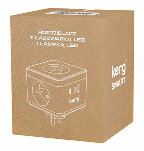 KERG Smart 2-socket power cube + USB-A + USB-C charger + LED lamp 16A/250V~ white