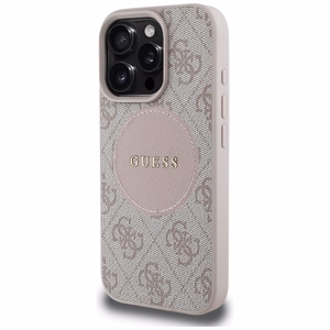 Guess 4G Circle Classic Logo MagSafe iPhone 16 Pro dėklas telefonu - rožinis