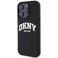 DKNY Silikoninis baltas spausdintas logotipas magnetinis dėklas iPhone 16 Pro Max - juodas