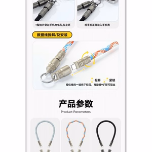 USB Laidas Essager Rope mėlynas 60W Type-C / Type-C 30cm