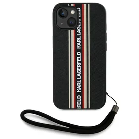 Karl Lagerfeld Saffiano Athleisure Stripes Cord Dėklas telefonui iPhone 15 - raudonas