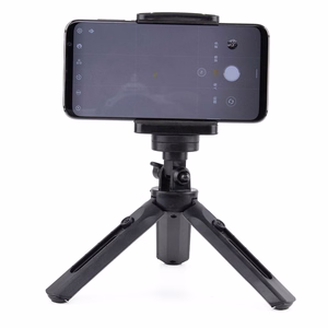 Mini trikojis asmenukių lazda laikiklis telefonui, kamerai ir GoPro, 16-21 cm - juodas