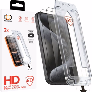 Tel Protect Dust-Free Easy Fit Full Glue 6D grūdintas stiklas skirtas Iphone 16 Pro Max juodas - 2 vnt.