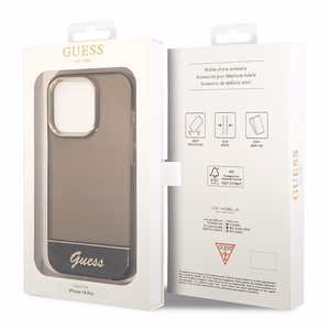 Guess GUHCP14LHGCOK iPhone 14 Pro 6.1 juodas / juodas kietasis dėklas permatomas