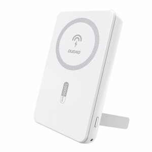 Dudao K14S+ 10000 mAh 22,5 W magnetinė išorinė baterija USB-A + USB-C, suderinama su MagSafe, su stovu, balta