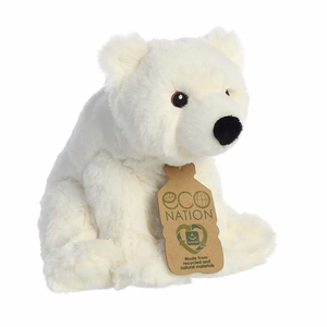 Eco Nation ekologiškas pliušinis žaislas – sėdintis baltasis lokys, 19 cm