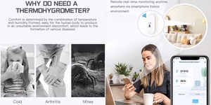 TUYA išmanusis temperatūros ir drėgmės jutiklis, Wi-Fi