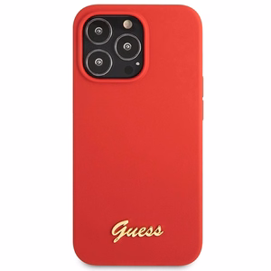 Dėklas Guess GUHCP13XLSLMGRE iPhone 13 Pro Max 6.7" raudona/bordo kietas dėklas Silikoninis Vintage Auksinis Logotipas