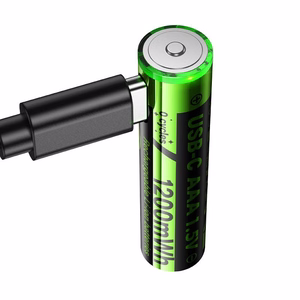 Įkraunama baterija R3 (AAA) 320 mAh su USB C + laidas USB A į 2 x USB C 2 vnt. Hoco JA4 juoda