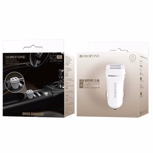 Borofone BZ2 Joyroad automobilinis įkroviklis su 2 USB-A jungtimis, 12 W, baltas