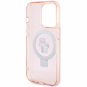 Karl Lagerfeld чехол для iPhone 15 Pro Max совместимый с MagSafe KLHMP15XHMRSKCP (Ringstand KC) розовый