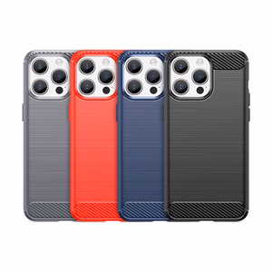 Dėklas telefonui iPhone 15 Pro Max Karbono dizaino dėklas - mėlynas