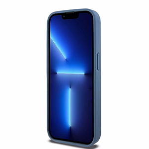 DKNY Odinis monogramos rašto metalinis logotipas Magnetinis dėklas iPhone 15 Pro - mėlyna