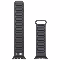 Dirželis Audi Logo Genuine Leather Magnetic Ring skirtas Apple Watch 44/45/46/49mm juodas