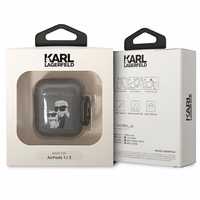 Karl Lagerfeld KLA2HNKCTGK Airpods 1/2 dėklas juodas/juodas Blizgučiai Karl&Choupette