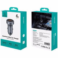 Automobilinis įkroviklis USAMS CC327 Aluminium 45W USB-A USB-C tarnish