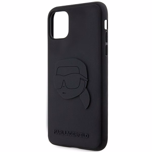 Karl Lagerfeld KLHCN613DRKNK iPhone 11 / Xr 6.1" juodas/juodas kietas dėklas guminis Karlo galva 3D