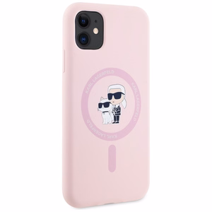 Karl Lagerfeld silikoninis Karl&Choupette Magnetinis dėklas telefonui iPhone 11 - rožinis