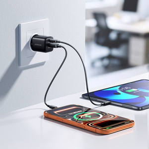 Joyroom JR-TG7 33W USB-A + USB-C sieninis įkroviklis su 60W USB-C į USB-C 1m laidu juodas