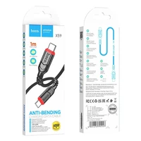 Kabelis USB C į USB C Hoco PD QC 3A 60W 1 m X59 juodas