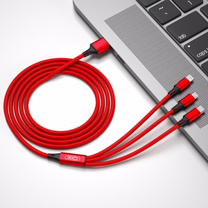 XO kabelis NB173 3in1 USB - Lightning + USB-C + microUSB 1,2 m 2,4A juodas