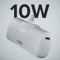 SBS EcoPower 5000 mAh 10W išorinė baterija su įmontuotu USB-C prievadu - pilka