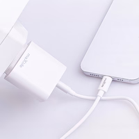 "Maxlife MXTC-06-20AC PD QC įkroviklis 1x USB-C 1x USB 20W baltas + USB-C - Lightning kabelis 20W