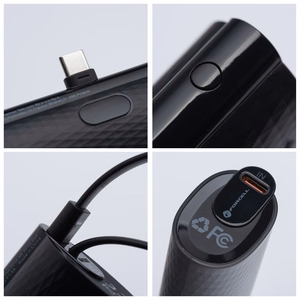 Išorinė baterija Forcell F-Energy Power Plug F5K3 PD 20W 5000 mAh su įmontuotu jungtimi USB C juoda