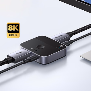 Ugreen DisplayPort/USB-C į USB-C komutatorius - pilkas