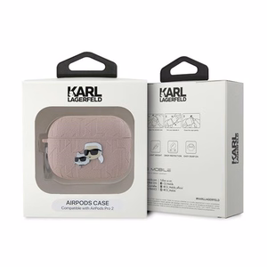 Karl Lagerfeld Monograma Karl & Choupette galvos dėklas AirPods Pro 2 - rožinė