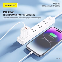 Foneng Sieninis įkroviklis EU52 - USB + Type C - QC 3.0 PD 30W baltas