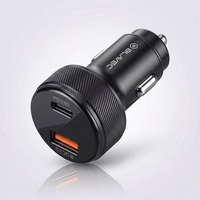 Blavec Automobilinis įkroviklis BS-04B-C Volt - USB + Type C - QC 3.0 18W PD 30W su Type C to Type C cable (CCBS04BCV-UCB) juodas