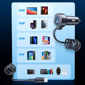 Automobilinis įkroviklis Joyroom JR-CL07 3-in-1 USB/Type-C 55W + Type-C 1.5m juodas