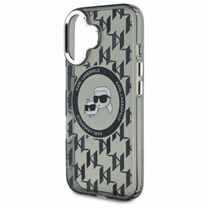Karl Lagerfeld IML Monogram Karl & Choupette Head Magnetinis dėklas telefonui iPhone 16 - juodas