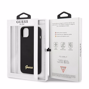 Guess GUHMP13MLSLMGBK iPhone 13 6.1" чёрный/чёрный жёсткий чехол Silicone Script Gold Logo Magsafe