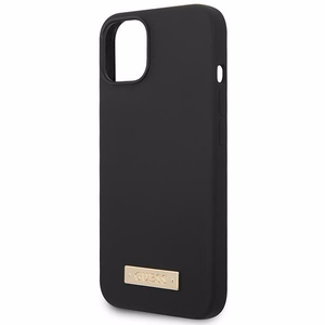 Guess GUHMP14MSBPLK iPhone 14 Plus 6.7" juodas/juodas kietas dėklas Silikoninė logotipo plokštelė Magnetinis