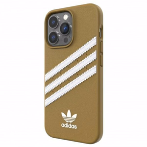 Adidas OR formuotas dėklas PU iPhone 13 Pro / iPhone 13 – smėlio ir auksinis