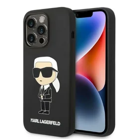 Karl Lagerfeld Silikoninis Ikonik dėklas telefonui iPhone 14 Pro Max - juodas
