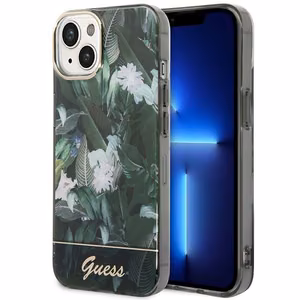 Guess GUHCP14MHGJGHA iPhone 14 Plus 6.7 "žalias/žalias kietas dėklas Jungle Collection