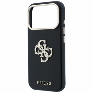 Guess Smooth & Big Strass Logo dėklas iPhone 18 Pro Max / 17 Pro Max – juodas