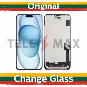 LCD ekranas suderinamas su iPhone 15 Plus juodas (Atnaujintas: Telemax)