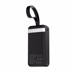 Wozinsky W8-W 30000 mAh 30W išorinė baterija, 2x USB-A, USB-C, su žibintuvėliu, juoda