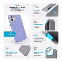 Speck Presidio2 Pro ClickLock & MagSafe - iPhone 16 Plus dėklas (Future Lavender / Cassis violetinis / baltas)